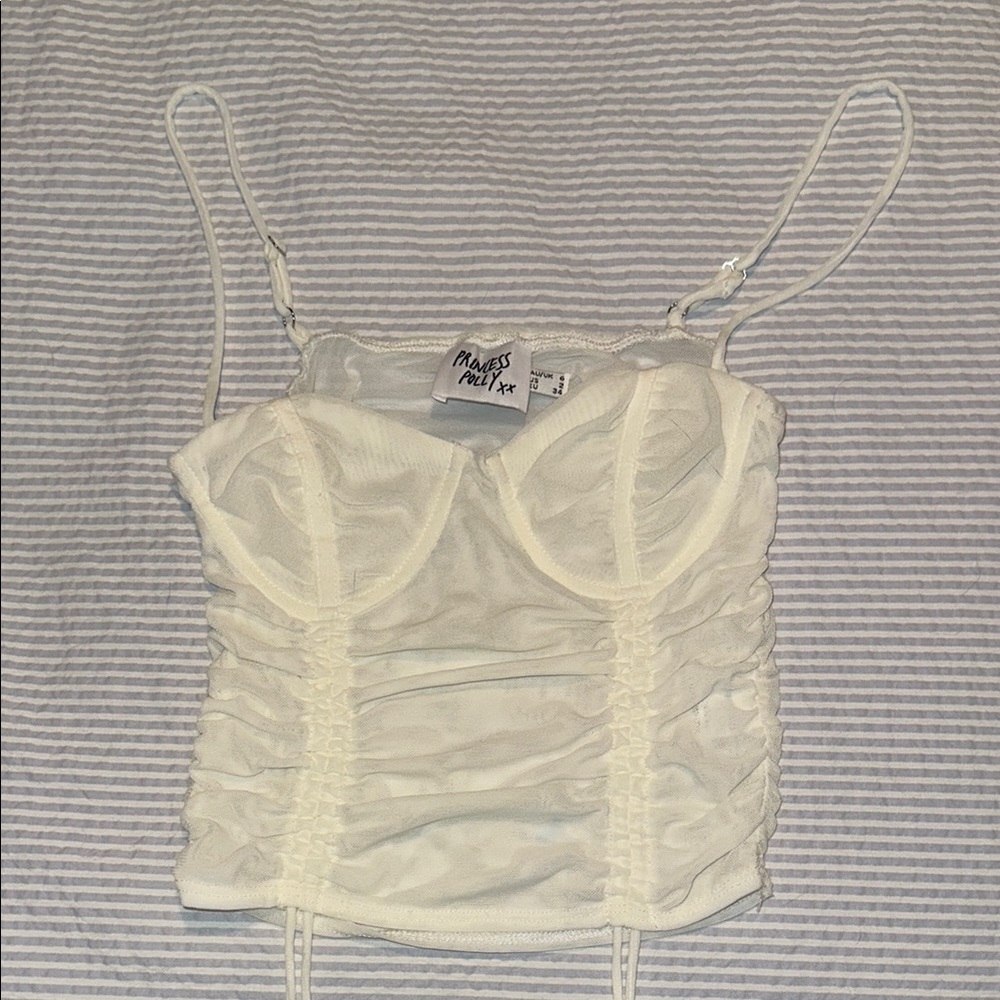 Princess Polly Cream Ruched Camisole